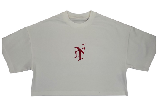"Neighborhood High Life" - Women's Cropped Oversized Tee (Cream)