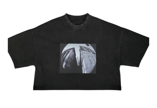 "Superman Building" - Women's Cropped Oversized Tee (Vintage)