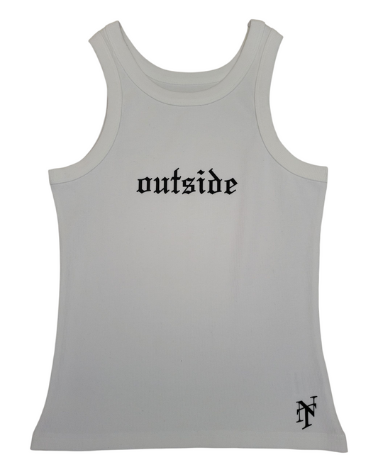 "Outside" - Women's Organic Rib Tank (white)
