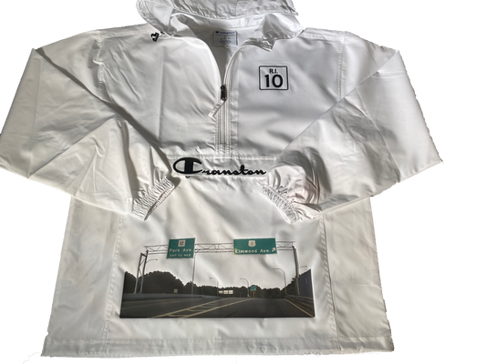 Route 10 "Cranston" x Champion Adult Packable Anorak 1/4 Zip Jacket (White)