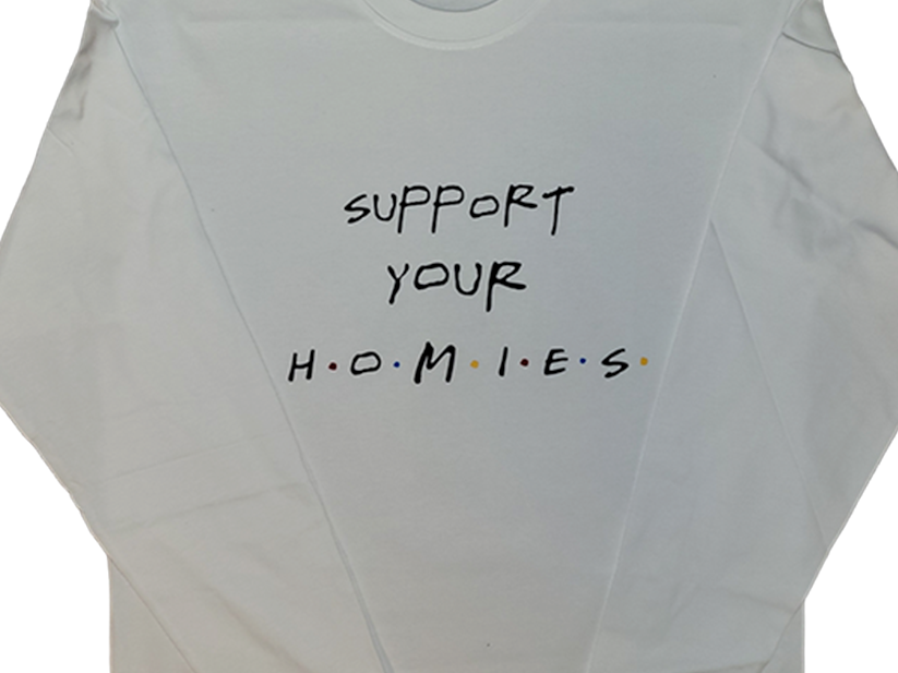 "Support Your Homies" HEAVYWEIGHT LUXURY LONGSLEEVE TEE - (White)