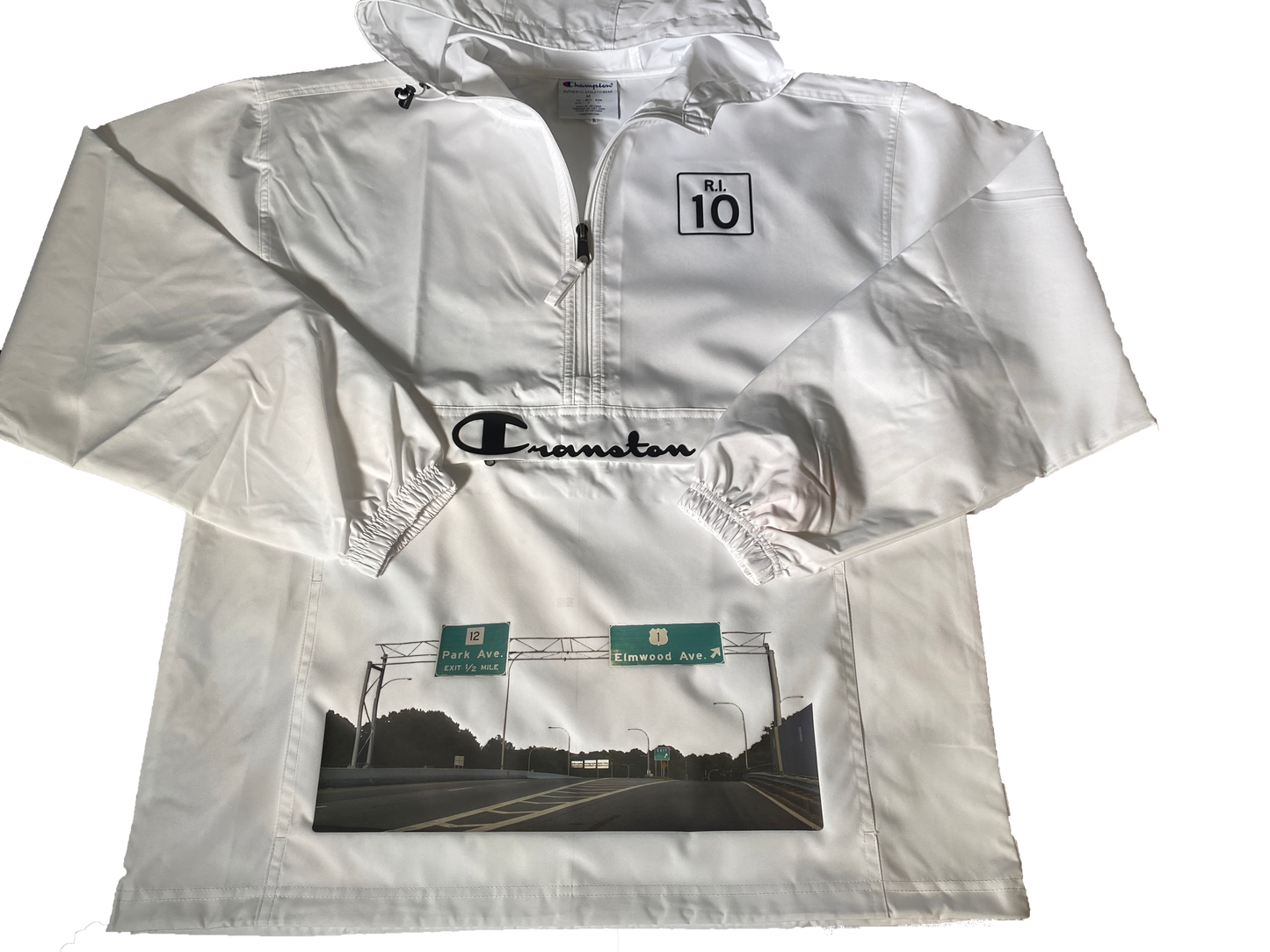Route 10 "Cranston" x Champion Adult Packable Anorak 1/4 Zip Jacket (White)