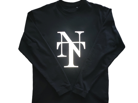 "NT Logo 3M Reflective" HEAVYWEIGHT LUXURY LONGSLEEVE TEE - (Black)