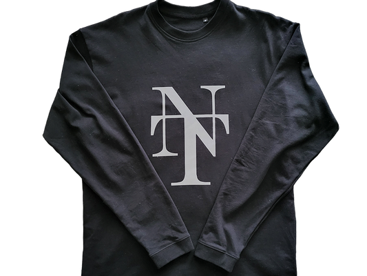 "NT Logo 3M Reflective" HEAVYWEIGHT LUXURY LONGSLEEVE TEE - (Black)